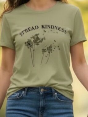 THE ECO Closet Spread Kindness Short Sleeve Tee - Light Sage